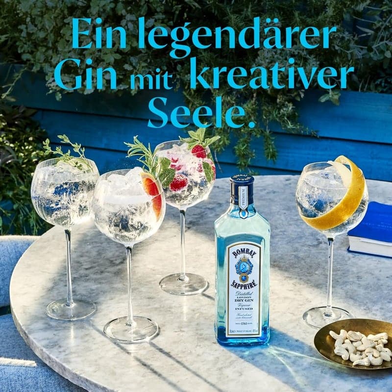 Bombay Sapphire London Dry Gin, 40% Vol., 700 ml, mit 10 Botanicals