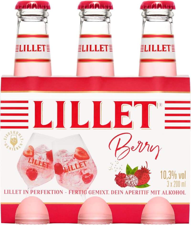 Fruchtiger Aperitif: Vorgemischter Lillet Berry Drink, 3 x 200ml