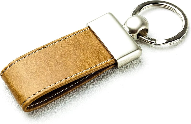 Personalisierbarer brauner Leder-Schlüsselanhänger für Männer