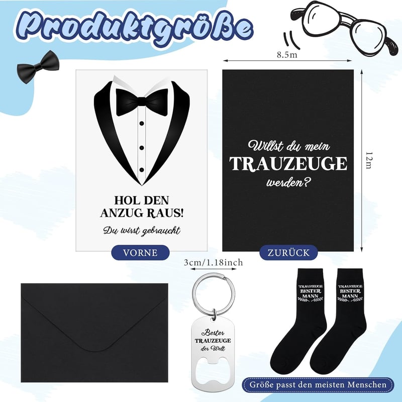 Bester Trauzeuge Geschenke: Flaschenöffner Schlüsselanhänger mit Karte