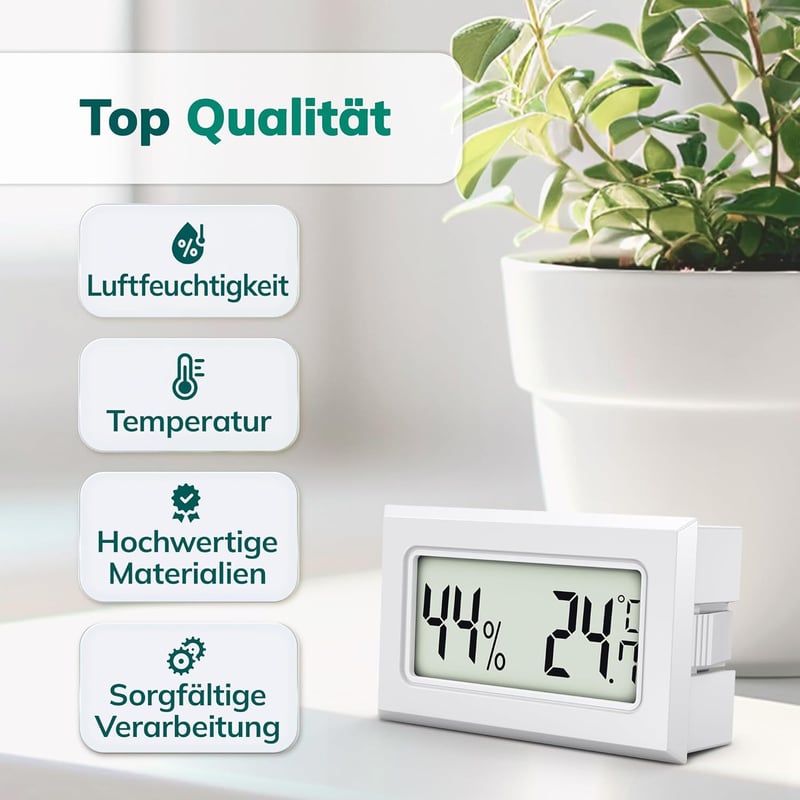 MAVORI® Mini Thermo-Hygrometer 2-in-1 mit präzisen Messwerten