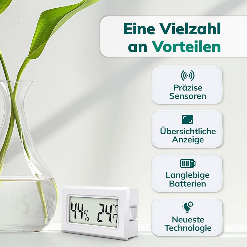MAVORI® Mini Thermo-Hygrometer 2-in-1 mit präzisen Messwerten