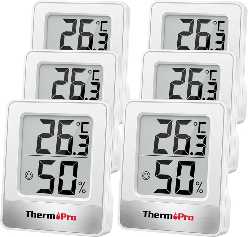 Digitales Hygrometer und Thermometer für Zuhause und Büro, 6 Stück