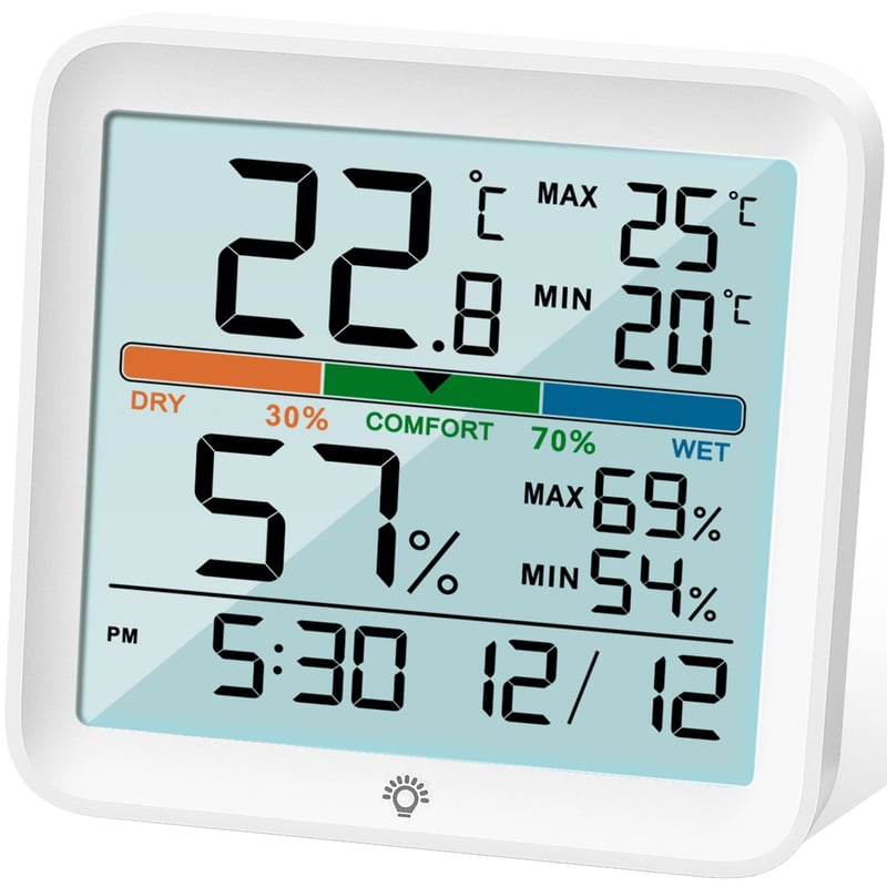 Digitales Thermo-Hygrometer mit Nachtlicht und MAX/MIN-Funktion