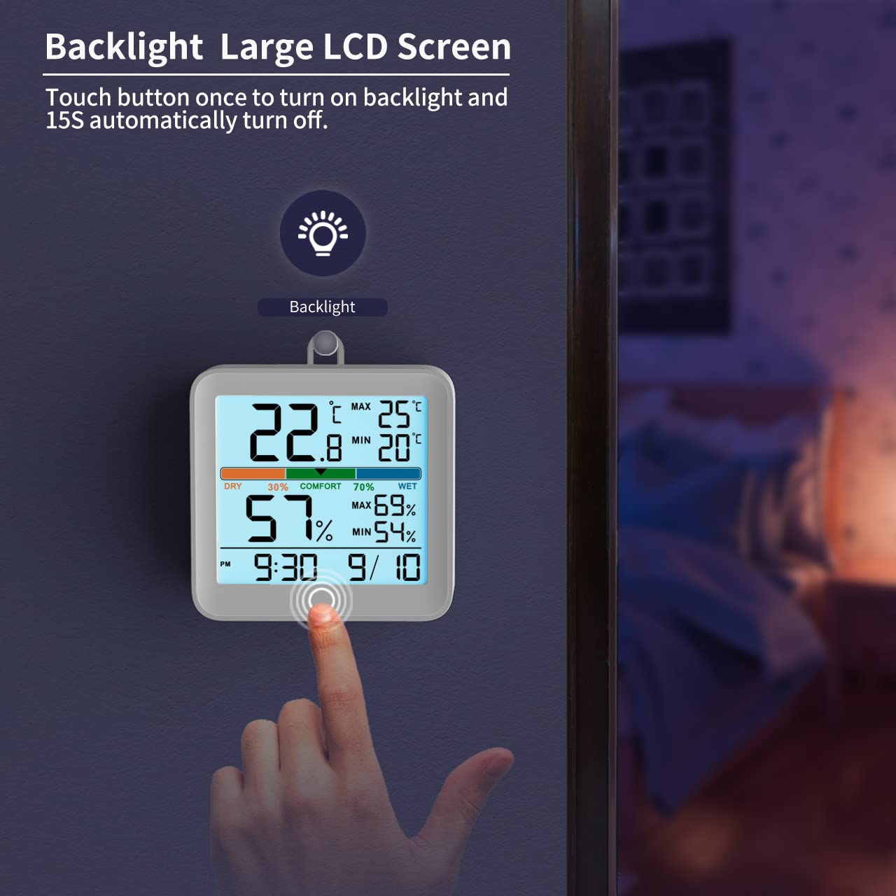 Digitales Thermo-Hygrometer mit Nachtlicht und MAX/MIN-Funktion
