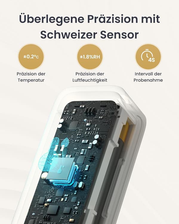 Bluetooth Hygrometer Thermometer IP65 für Innen und Außen – 3er-Pack