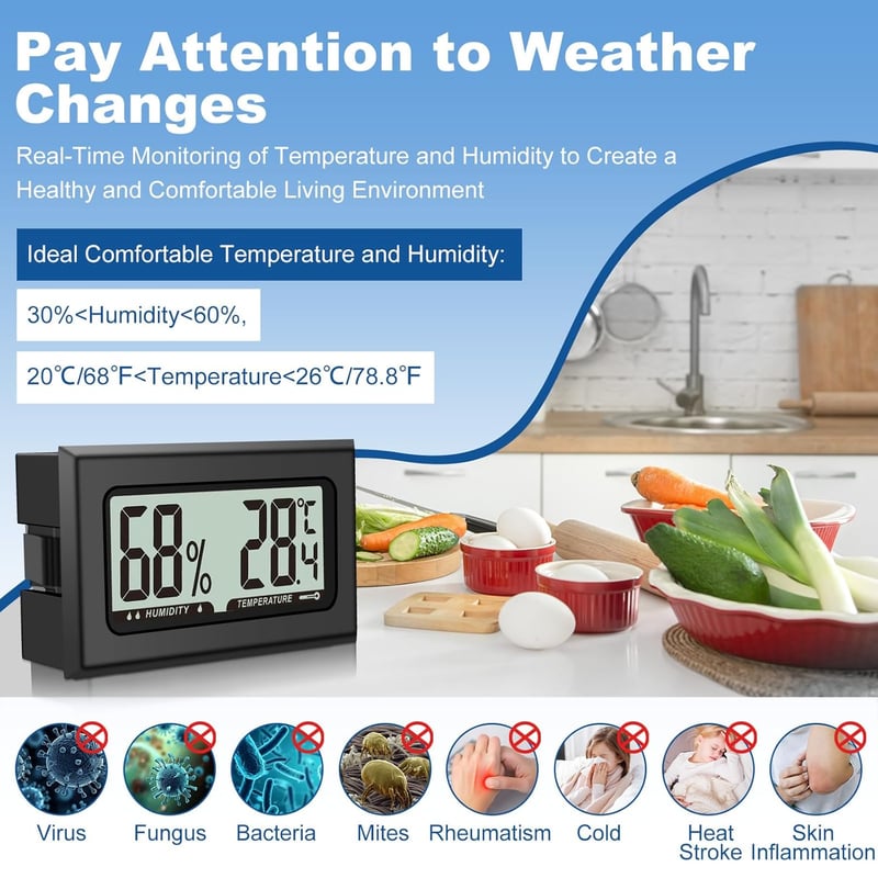 6er Set Mini Digitales Thermometer Hygrometer für Innenräume