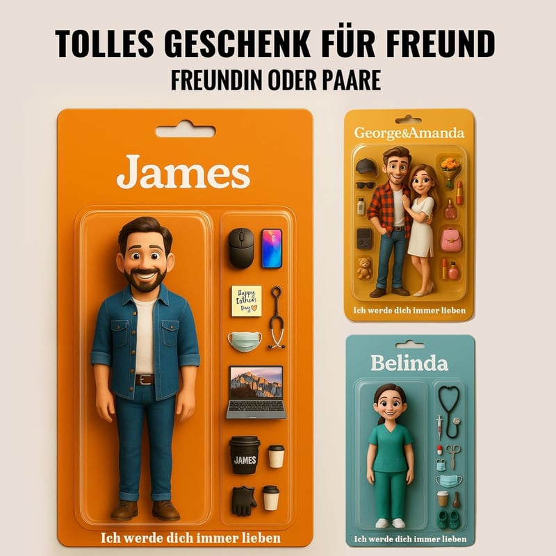 Personalisierte Action Figuren Poster für Männer mit Foto & Zubehör