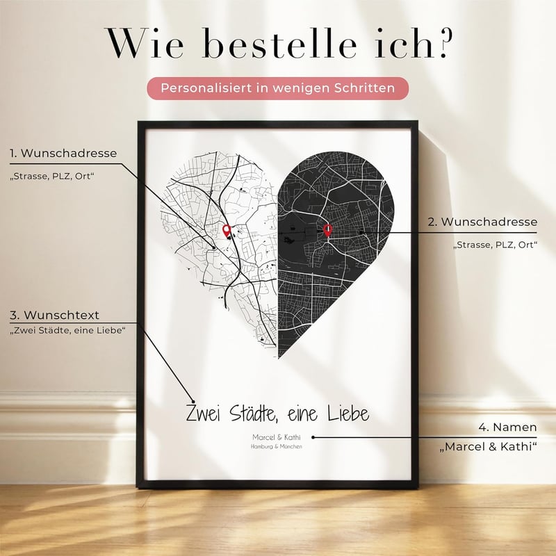 Personalisierte Geschenkkarten mit Koordinaten für Paare
