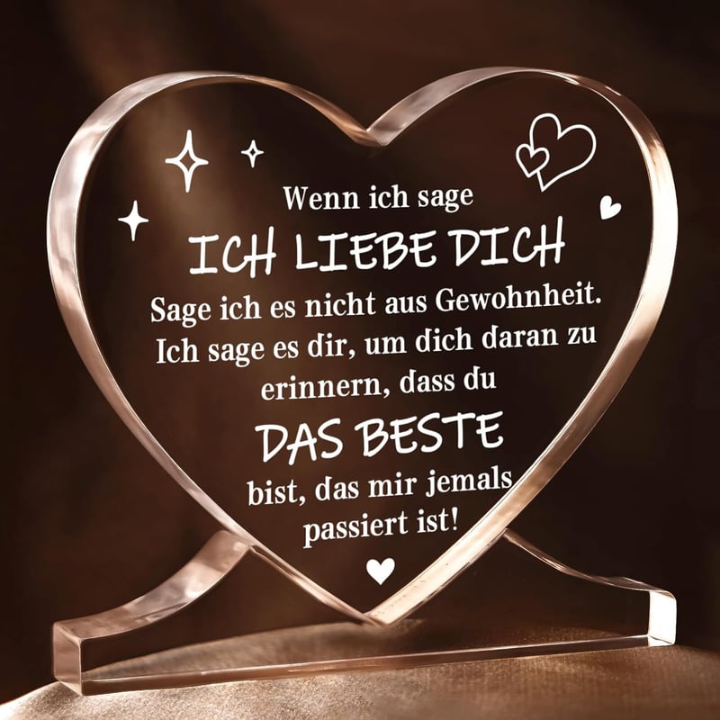 Jahrestagsgeschenk: Herzförmige Acryl-Dekoration für Paare