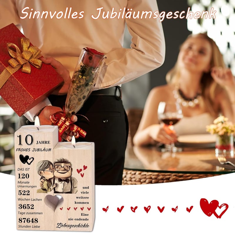 10. Jahrestag Geschenke: Kerzenständer für Paare zur Rosenhochzeit
