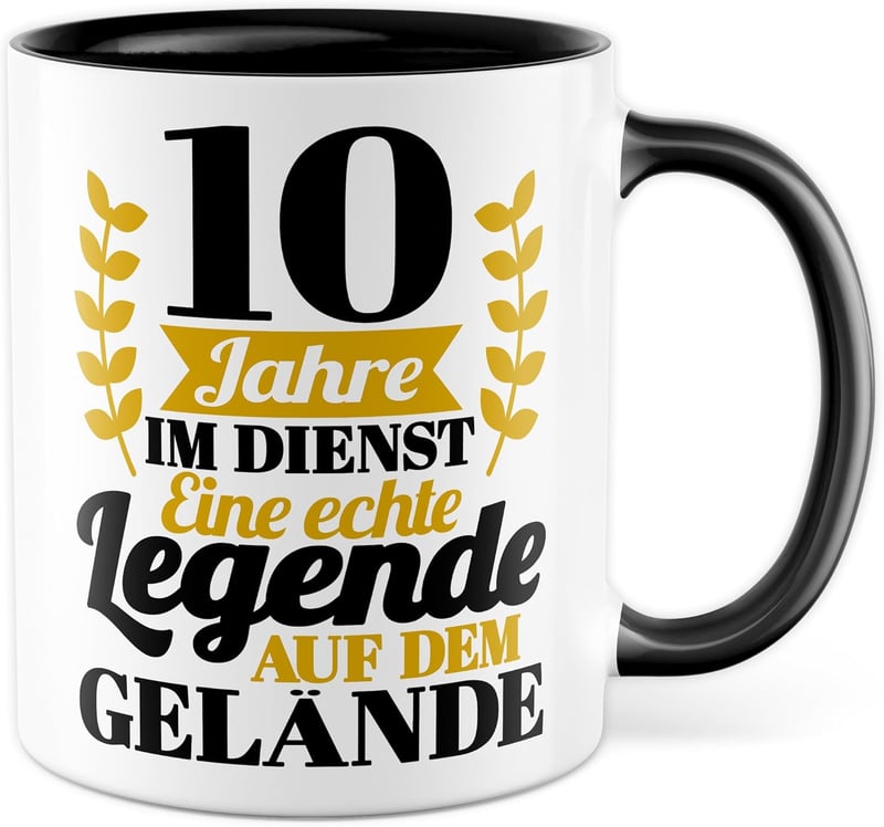 Tasse zum 10-jährigen Dienstjubiläum – Geschenk für Kollegen
