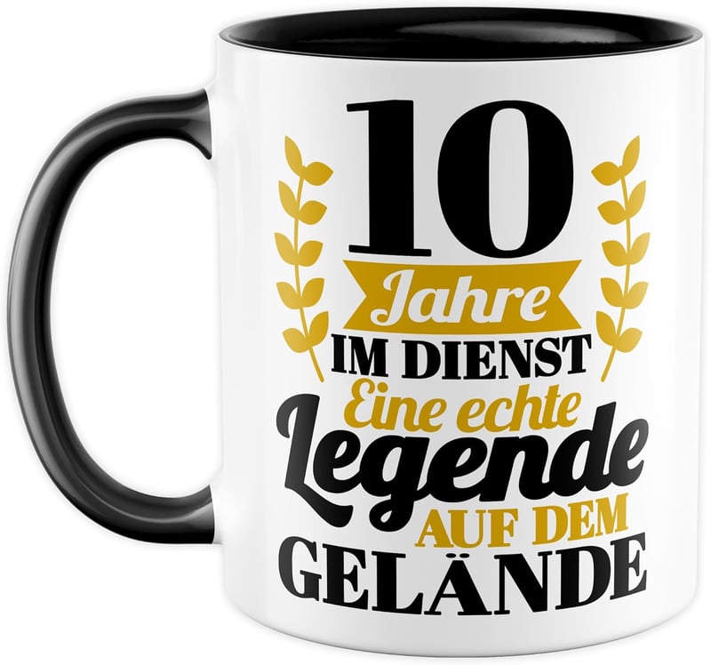 Tasse zum 10-jährigen Dienstjubiläum – Geschenk für Kollegen