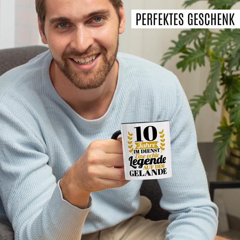 Tasse zum 10-jährigen Dienstjubiläum – Geschenk für Kollegen