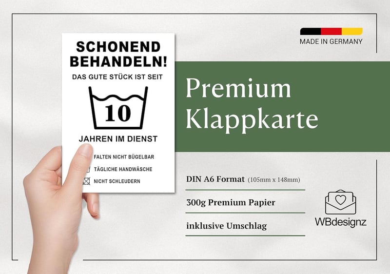 Humorvolle Jubiläumskarte für 10 Jahre Dienstzeit (DIN A6)