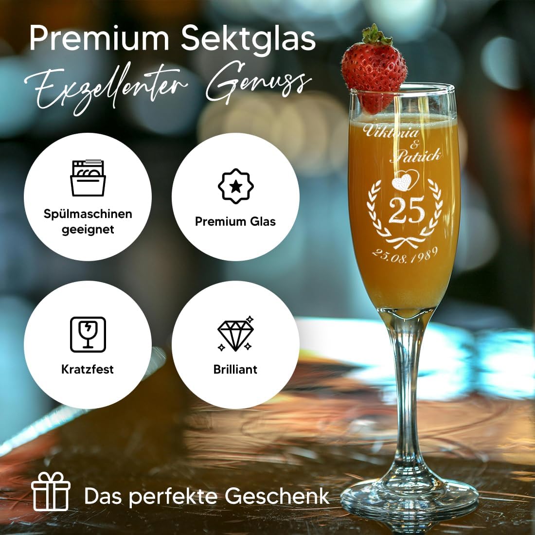 10. Jubiläum Sektgläser mit Gravur für Paare