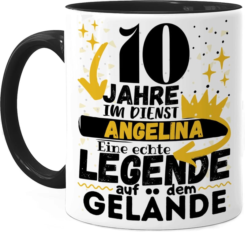 10-jähriges Dienstjubiläum Tasse personalisiert - Schwarz - Büro Geschenk