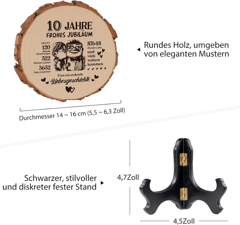 10. Hochzeitstag Holzplakette für Paare