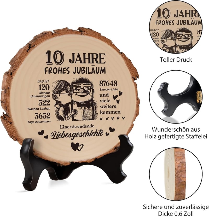 10. Hochzeitstag Holzplakette für Paare