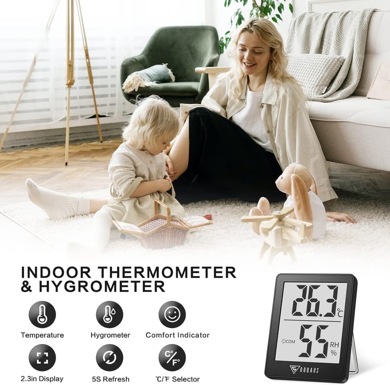 Digitales Mini Thermo-Hygrometer für Innenräume mit Smiley-Indikator