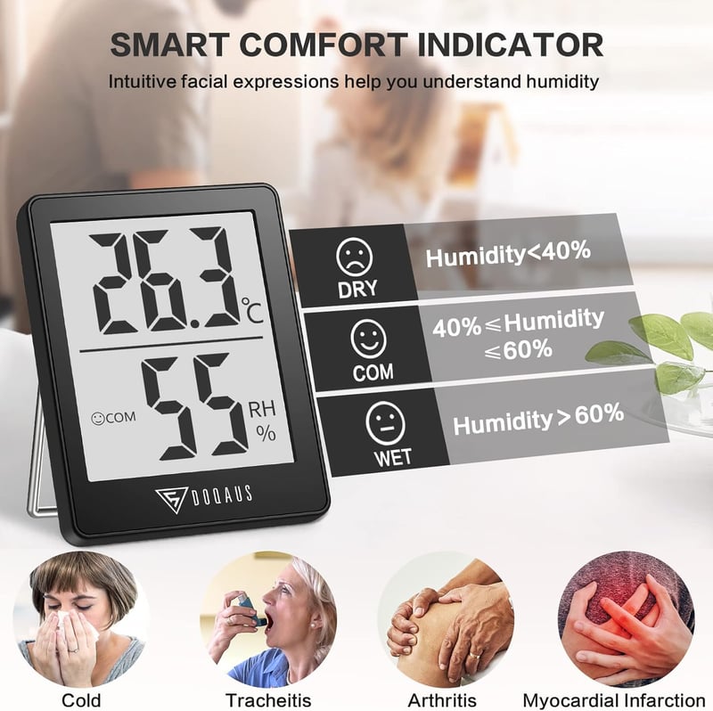 Digitales Mini Thermo-Hygrometer für Innenräume mit Smiley-Indikator