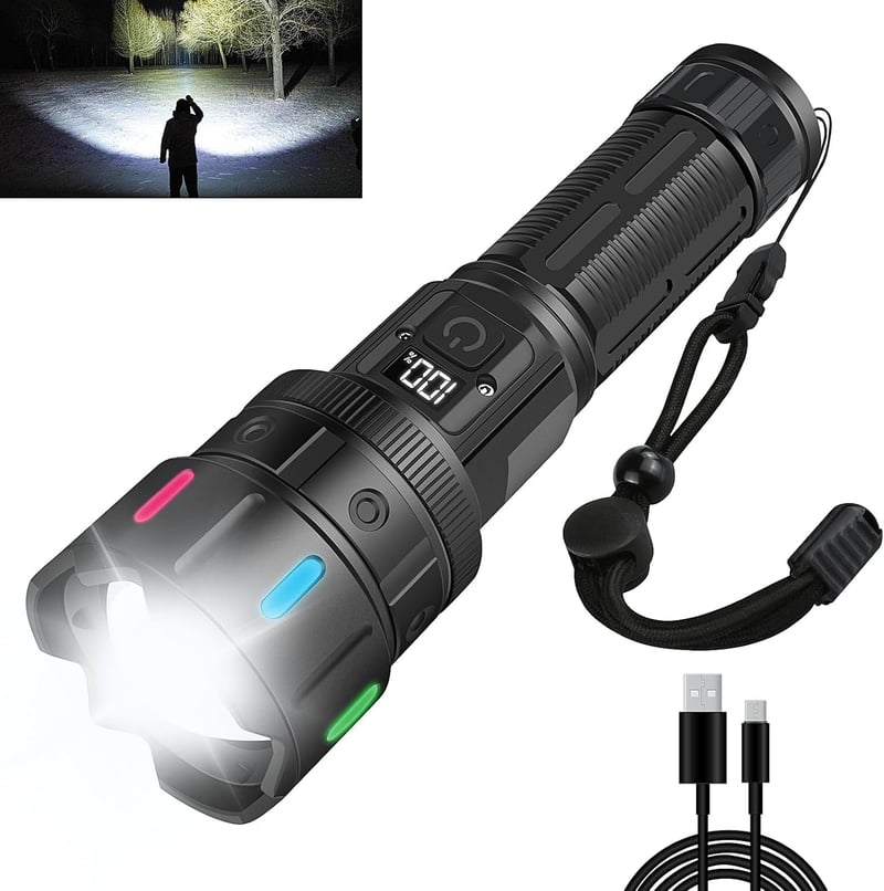 Extrem helle LED Taschenlampe 20W, 990000 Lumen, wasserdicht, 5 Modi