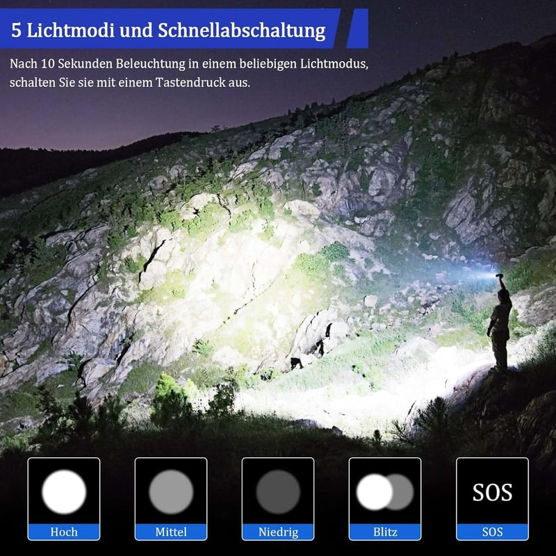 Aufladbare Taktische LED Taschenlampe 500000 Lumen für Camping