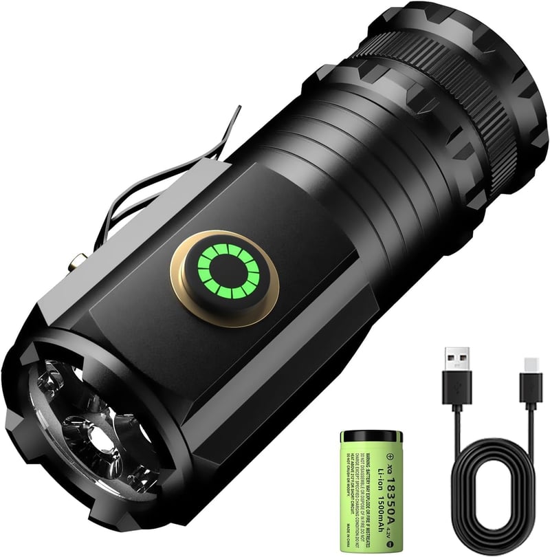 Mini LED Taschenlampe 5000 Lumen, aufladbar & wasserdicht, ideal für Outdoor-Aktivitäten