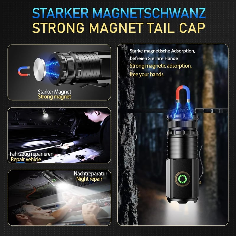 Mini LED Taschenlampe 5000 Lumen, aufladbar & wasserdicht, ideal für Outdoor-Aktivitäten