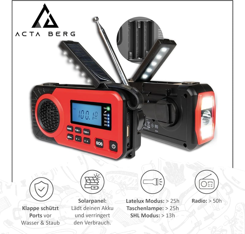 Notfallradio mit Kurbel und 5000 mAh Akku für Blackouts