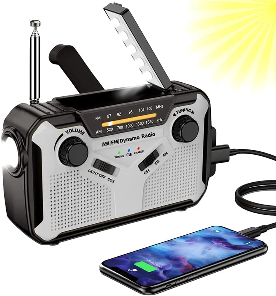 Tragbares Solarradio mit 4000mAh Akku und SOS-Alarm für Notfälle