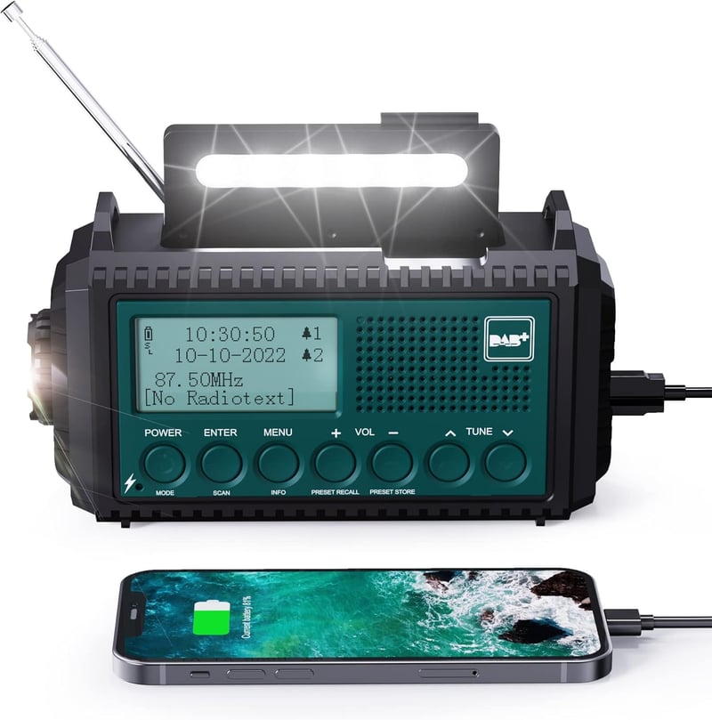 Wiederaufladbares Kurbelradio DAB+/UKW mit 5000mAh Akku für Outdoor und Notfälle