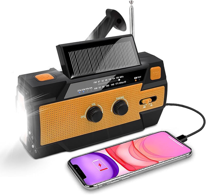 Tragbares Kurbelradio mit 4000mAh Akku und LED-Taschenlampe für Outdoor-Notsituationen