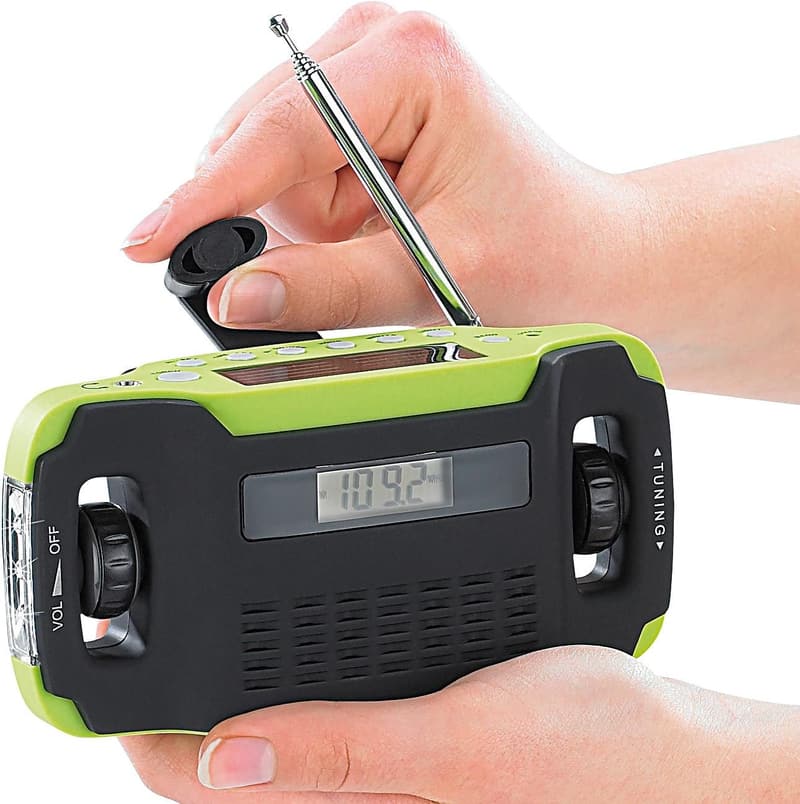 Solar- und Dynamo-Notfallradio mit LED-Licht und LCD-Display