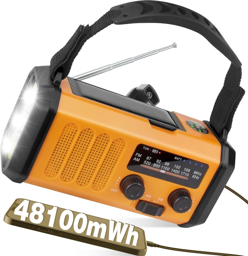 Solar-Kurbelradio 13000mAh mit LED-Taschenlampe und Powerbank