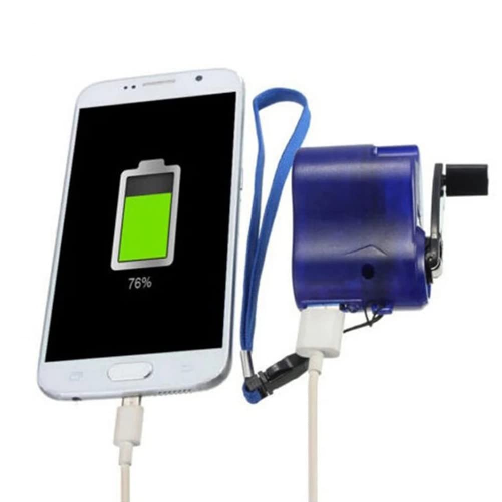 Notfall-Ladegerät für Smartphones – Tragbare Handkurbel in Blau