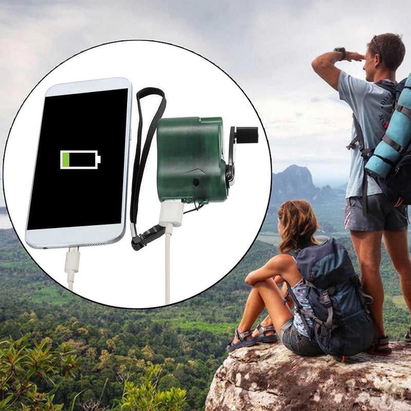Handkurbel Ladegerät für Outdoor-Aktivitäten mit LED-Beleuchtung