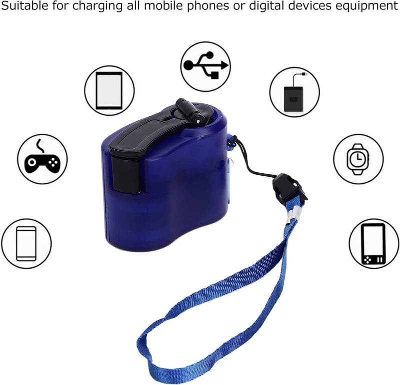Handkurbel Generator für Outdoor und Notfälle – USB Ladegerät (Blau)