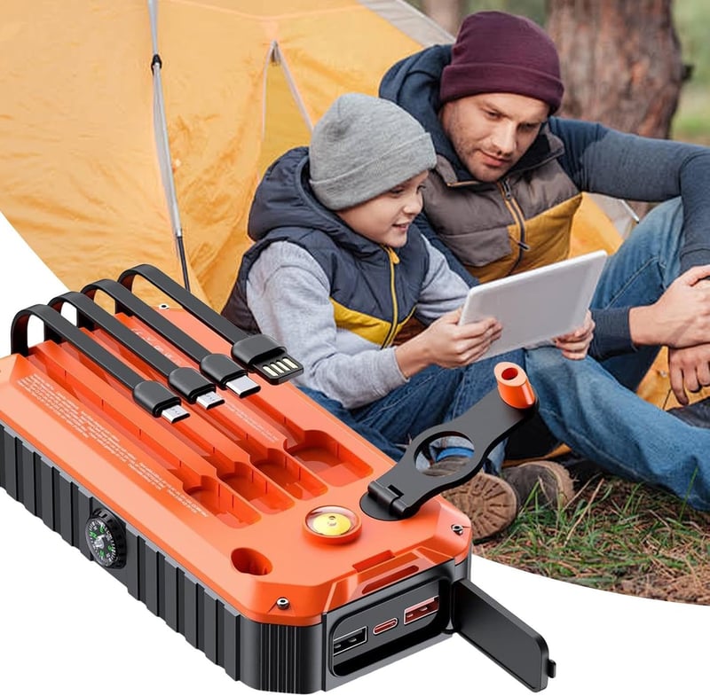 Solarladegerät 20000mAh mit Handkurbel und Notfalllampe für Outdoor