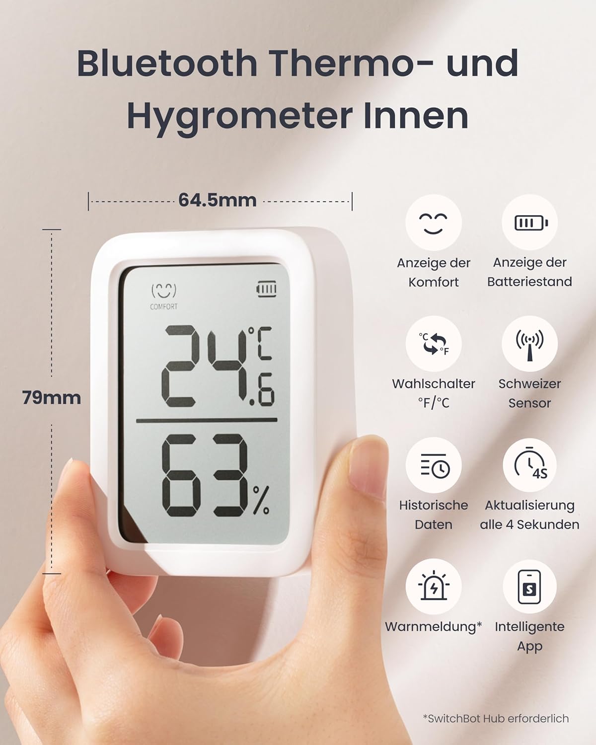 SwitchBot Bluetooth Thermometer-Hygrometer mit APP und Datenspeicherung