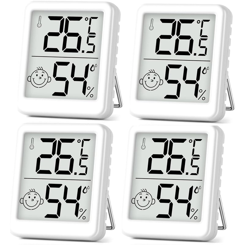 Digitales Mini-Luftfeuchtigkeits- und Thermometer-Set für Innenräume, 4 Stück