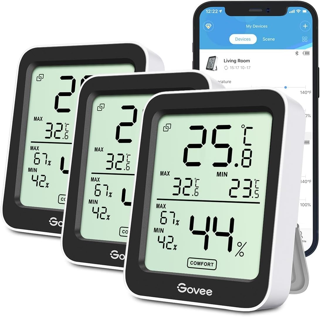 Govee Mini LCD Hygrometer-Thermometer mit App und Alarm (3er Set)