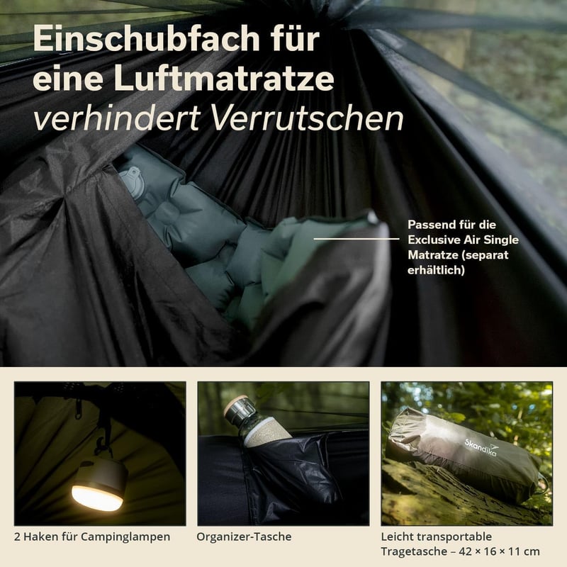 Skandika Hängemattenzelt Rian für 1 Person, ultraleicht mit Moskitonetz