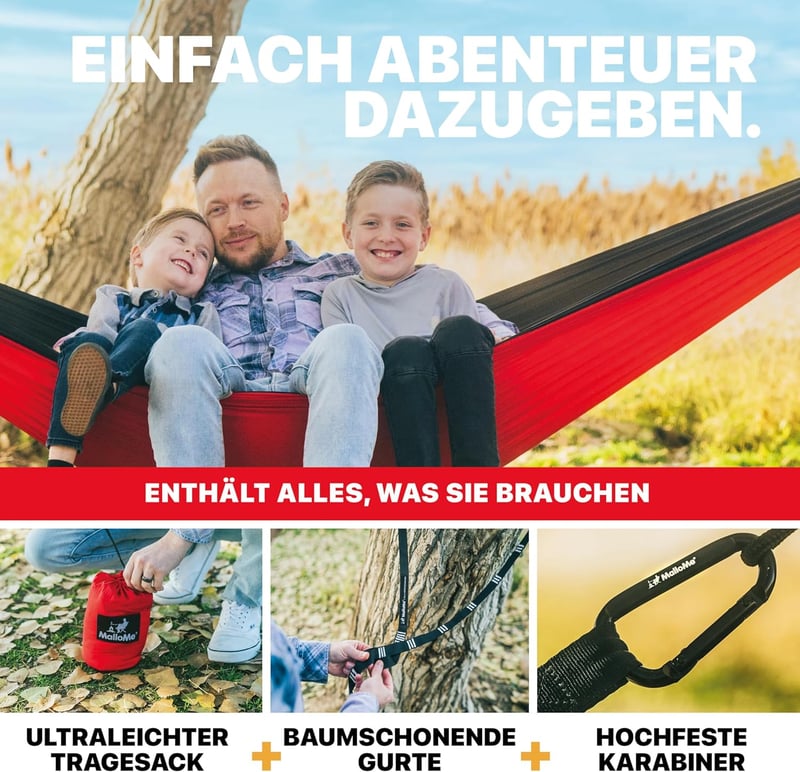 Ultraleichte doppelte Hängematte für 2 Personen aus wasserdichtem Nylon