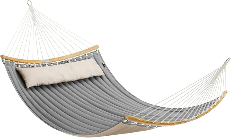 Outdoor Hängematte für 2 Personen mit Kissen, gepolstert, grau-beige