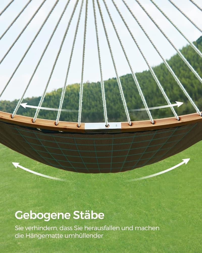Outdoor Hängematte für 2 Personen mit Kissen, gepolstert, grau-beige