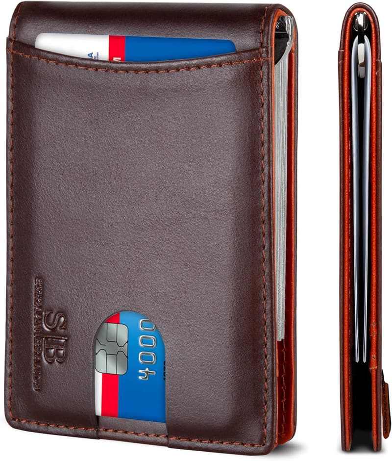 Slim Bifold Geldbörse aus Echtleder für Herren – RFID-blockierend
