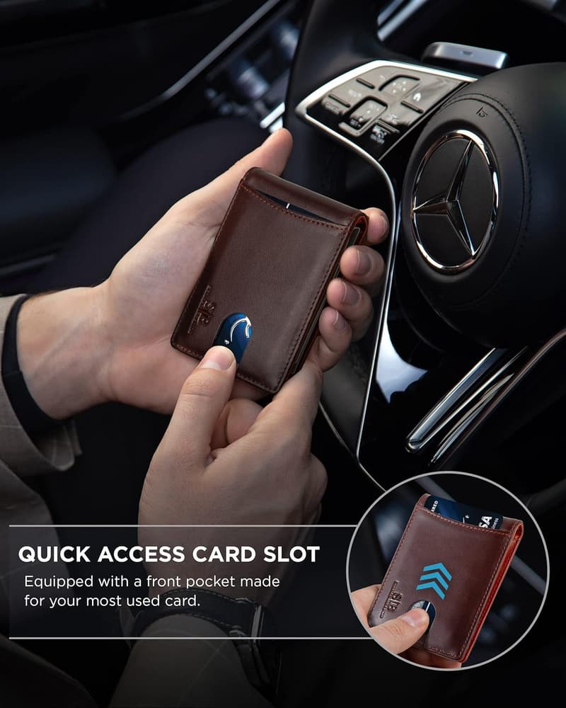 Slim Bifold Geldbörse aus Echtleder für Herren – RFID-blockierend