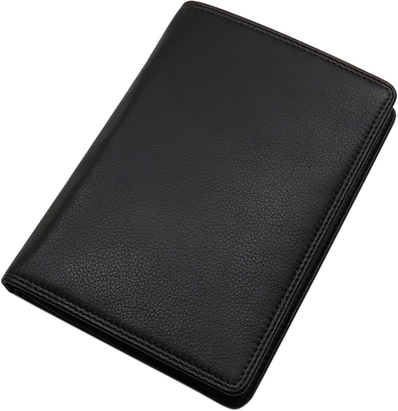 Schwarze Leder Geldbörse mit RFID & NFC Schutz und vielen Fächern