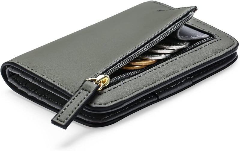 Kleiner Damen Geldbeutel aus Leder mit RFID-Schutz und Zipper